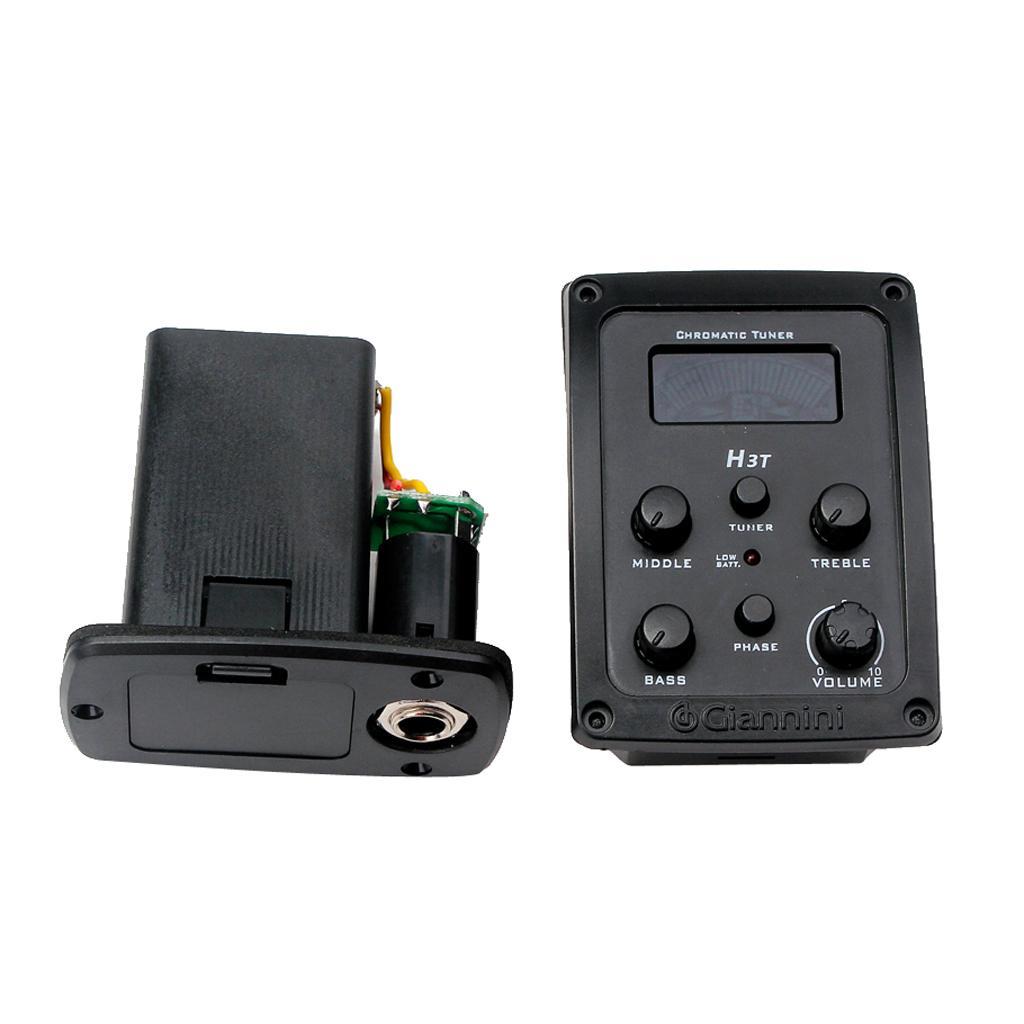 4-Band EQ Chromatic Tuner Black Set for Acoustic Guitar Replacement