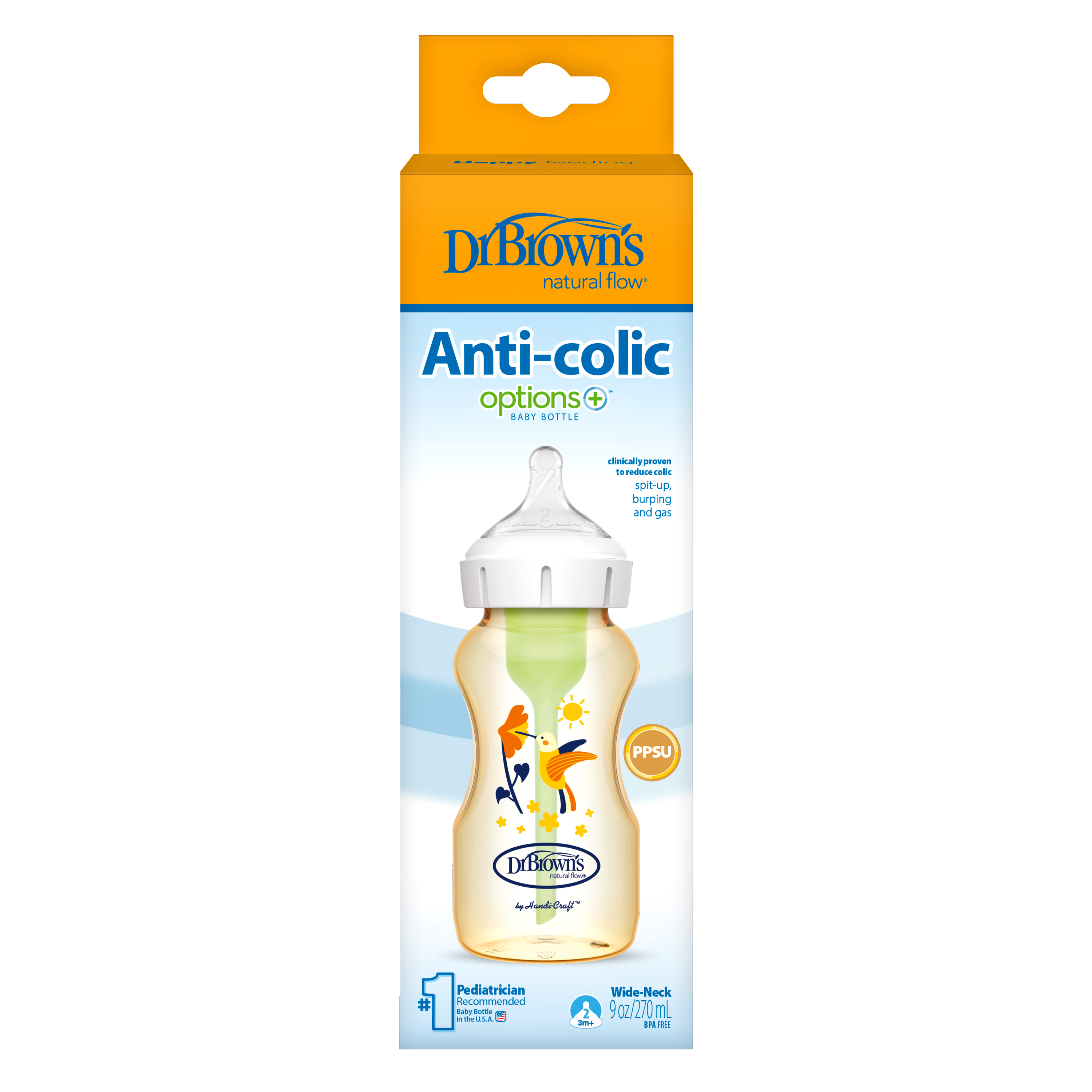 Bình sữa chất liệu PPSU, cổ rộng, 270ml - Dr.Brown's Options Plus