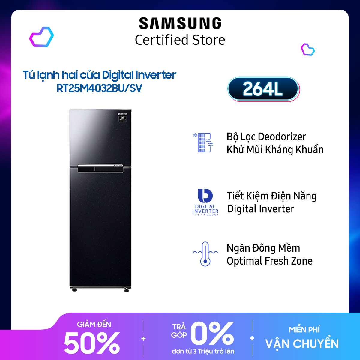 Tủ lạnh hai cửa Digital Inverter 264L - Hàng chính hãng
