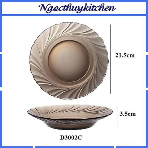 Dĩa thủy tinh cường lực nâu khói D3001C-D3002C-D3003C