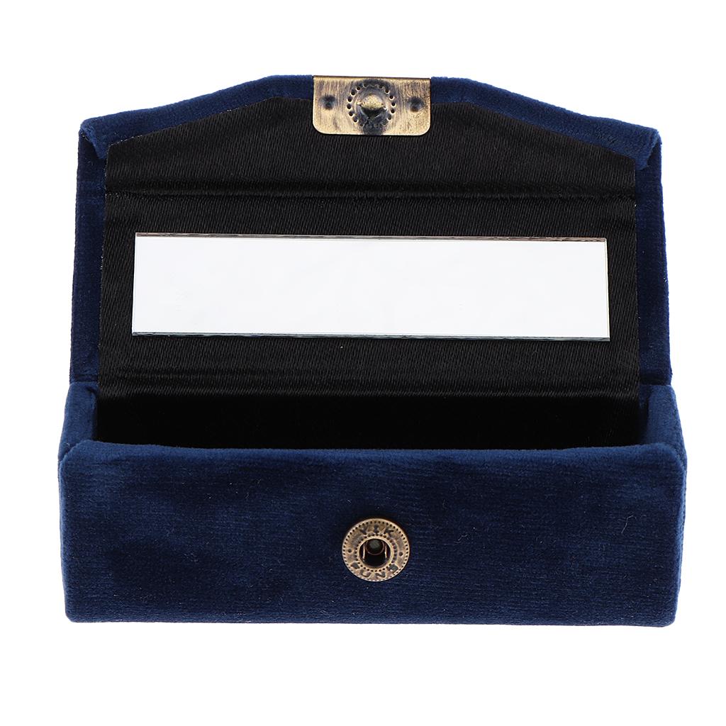 2Pcs Velveteen Box Makeup Lipstick Case Jewelry Cosmetics Mirror Container