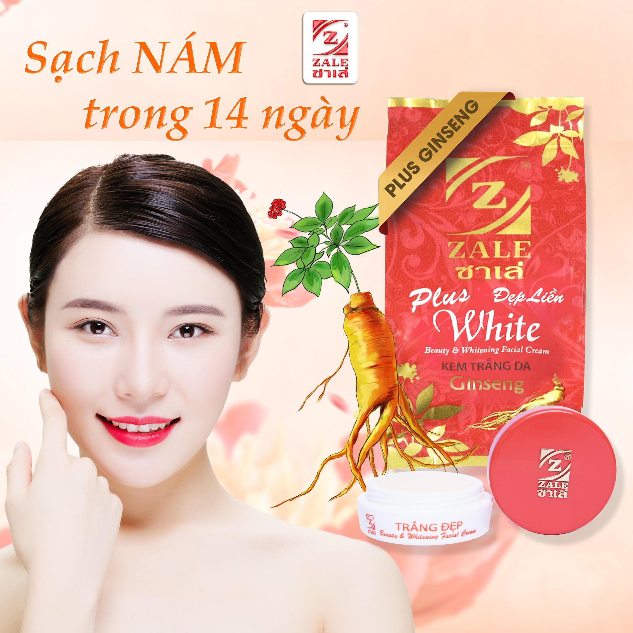 Kem Dưỡng Trắng Da ZALE ĐỎ NHÂN SÂM 6g Tẩy Nám Tàn Nhang Che Khuyết Điểm