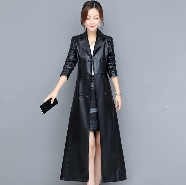 Áo Khoác Da Nữ Dáng Dài Eo Thon Sang Chảnh KD20 - Hàng Quảng Châu Cao Cấp