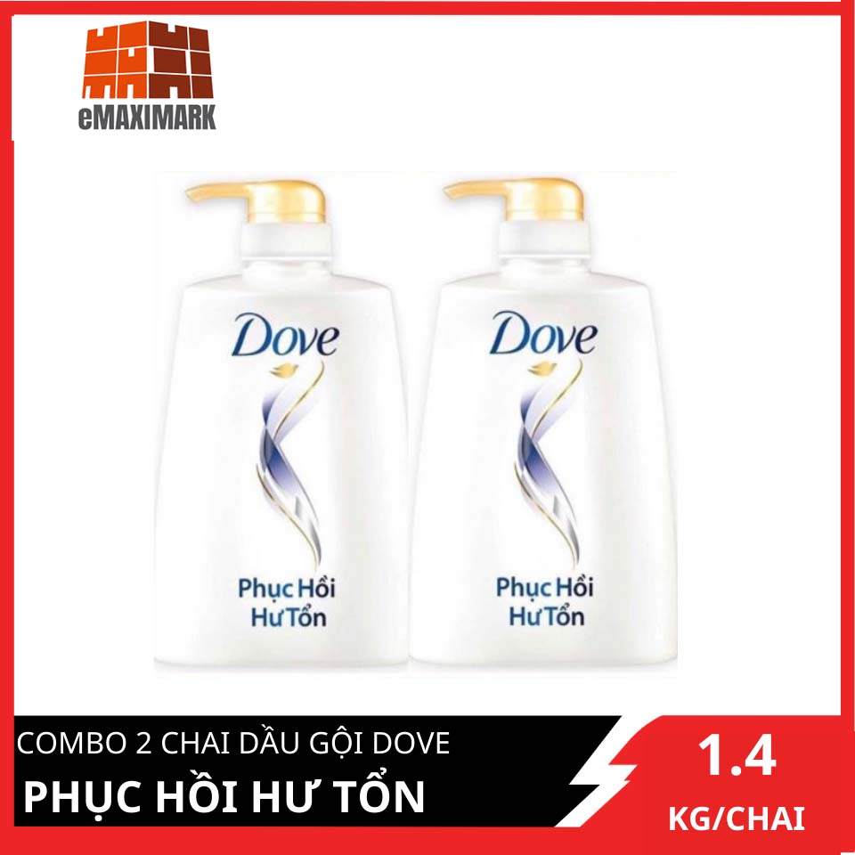 COMBO 2 Chai dầu gội Dove Hư tổn 1400g x2