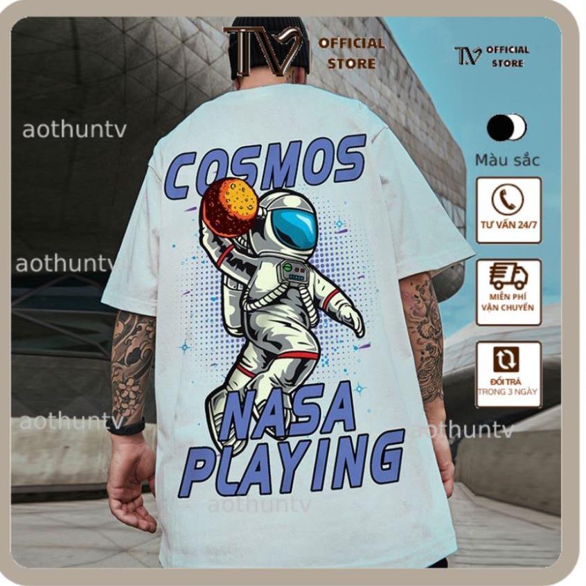 Áo thun nam nữ TVSTORED RABBIT NASA, Áo Phông Nam Nữ Form Rộng, cotton mát màu trắng,đen D105