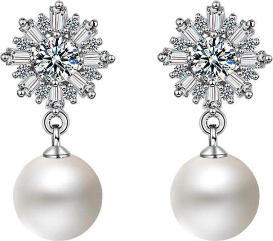 Bông Tai Ngọc Trai, Khuyên Tai Ngọc Trai Hoa Tuyết Hạt 10 Ly - XBB20 - Bảo Ngọc Jewelry