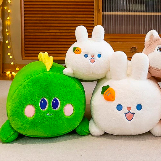 Thú nhồi bông ôm ngủ hình thỏ, khủng long, cáo hồng đáng yêu - Size từ 50cm đến 90cm - Quà tặng gấu bông thỏ lông mịn cho bé