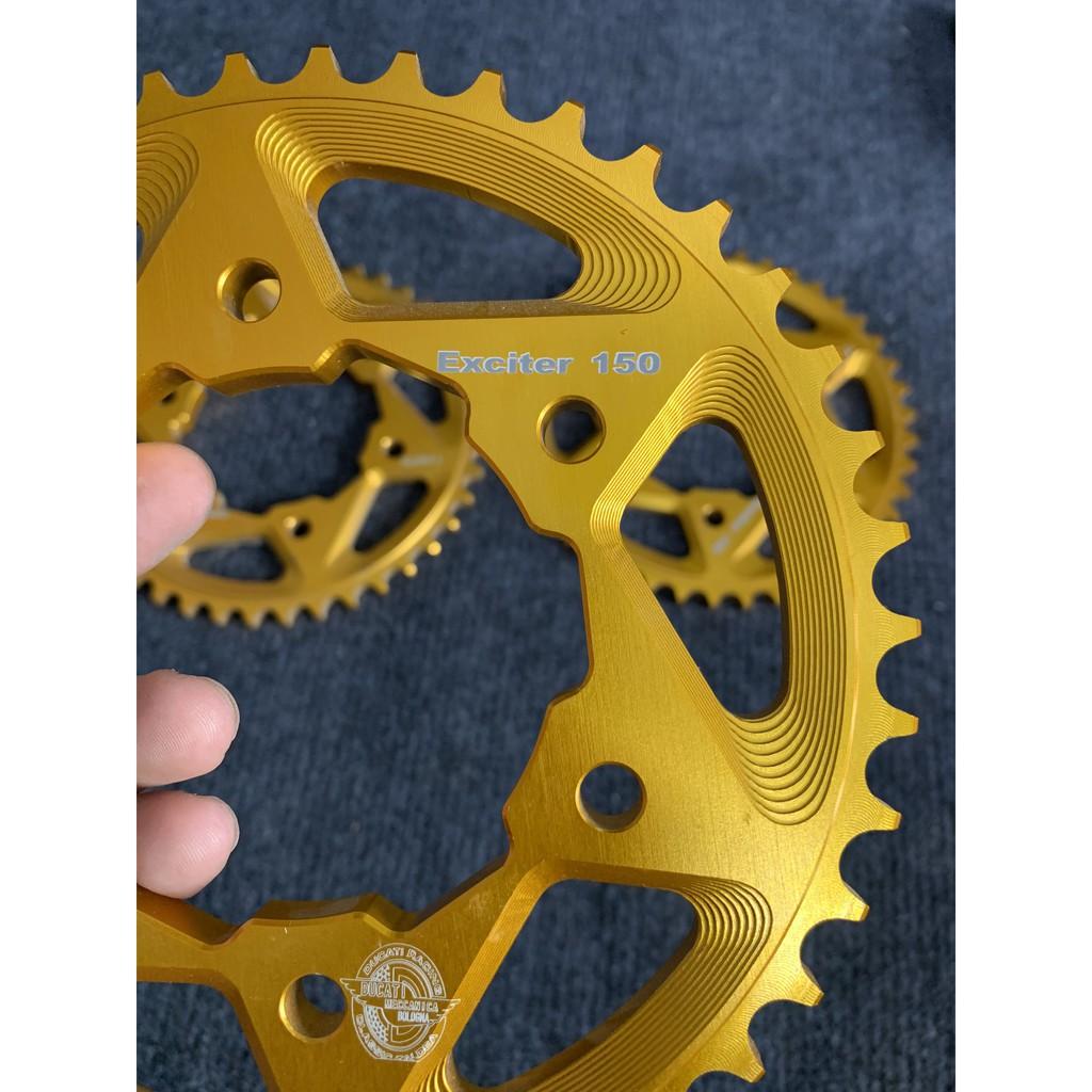 Nhông sên dĩa , Dĩa Tải Nhôm T7075 màu vàng chính hãng Cho dòng xe exciter150 cực xịn Lắp như zin