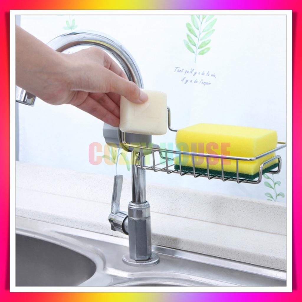 Khay inox gắn vòi rửa chén, lavabo, kệ giá treo để đồ, dụng cụ đa năng tiện dụng Cozzy Home