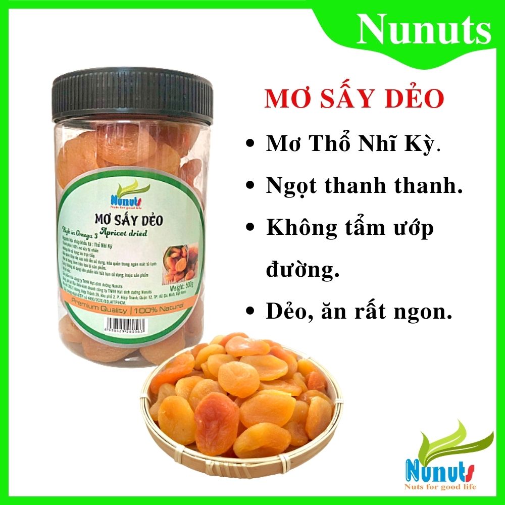 Mơ sấy dẻo Thổ Nhĩ Kỳ, không đường,hữu cơ,vị ngọt nhẹ thanh thanh, trái dẻo, không chất bảo quản Nunuts, ăn vặt mẹ bầu cực ngon và an toàn