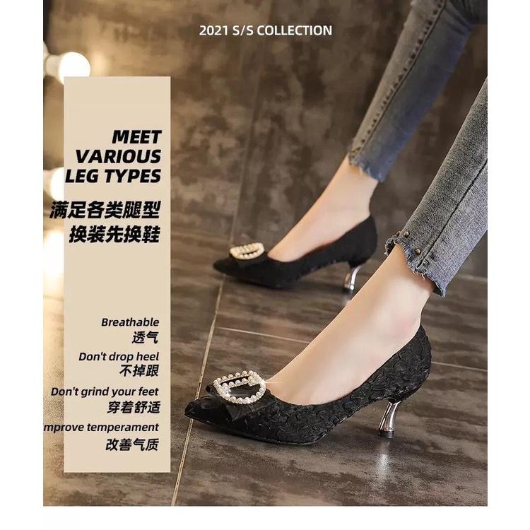 Giày cao gót mũi nhọn thiết kế mới thời trang xuân thu dành cho nữ 2021