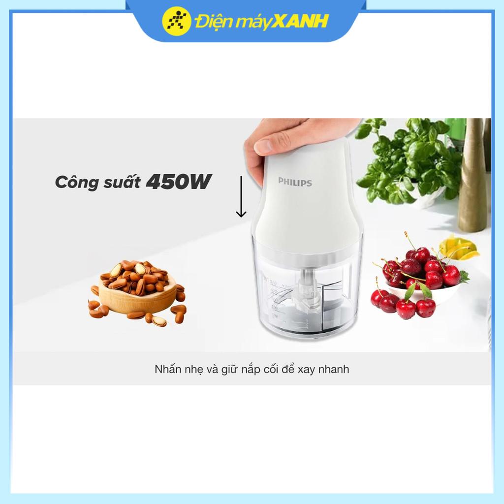 Máy xay thịt mini Philips HR1393 450W 0.5 lít - Hàng Chính Hãng