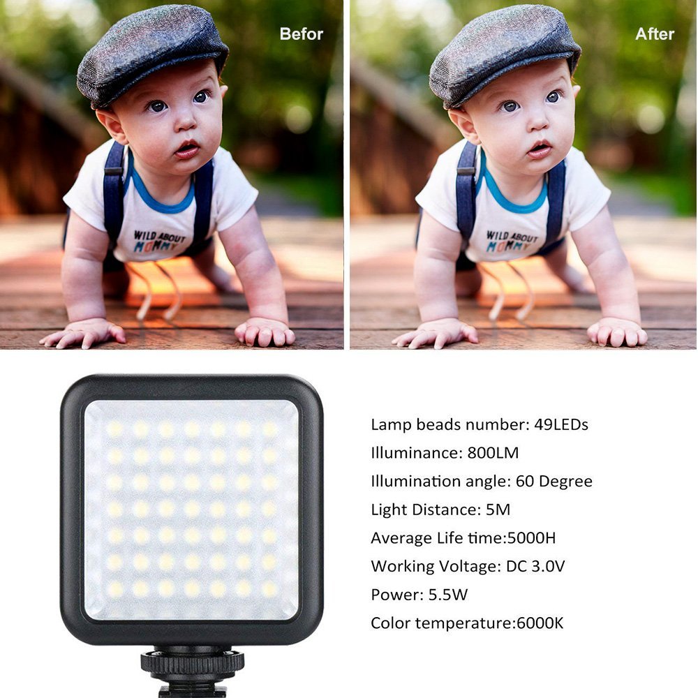 Đèn 49 LED Trợ Sáng Chụp Ảnh, Quay Phim Cho Máy Ảnh, Điện Thoại - Hàng Nhập Khẩu