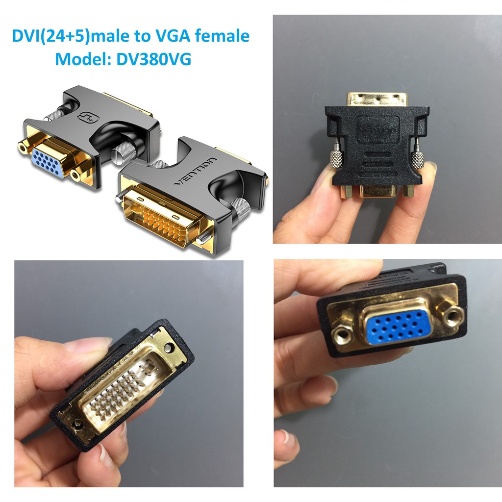 [ DVI 24+5  - VGA ]  Đầu chuyển DVI(24+5) - VGA thương hiệu Vention DV350VG  DV380VG _ Hàng chính hãng