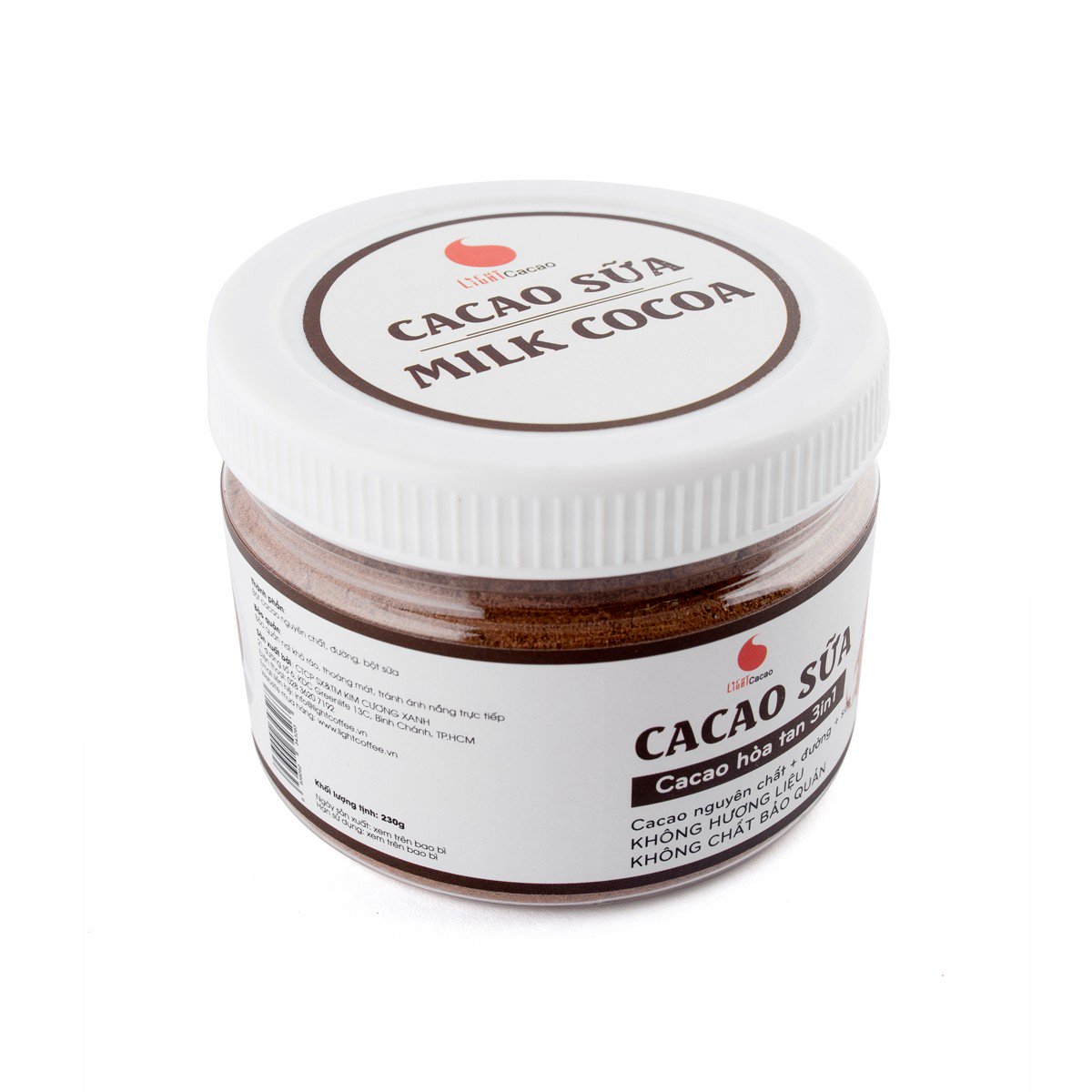 Cacao sữa 3in1 thơm ngon, tiện lợi Light Cacao - hũ 230g