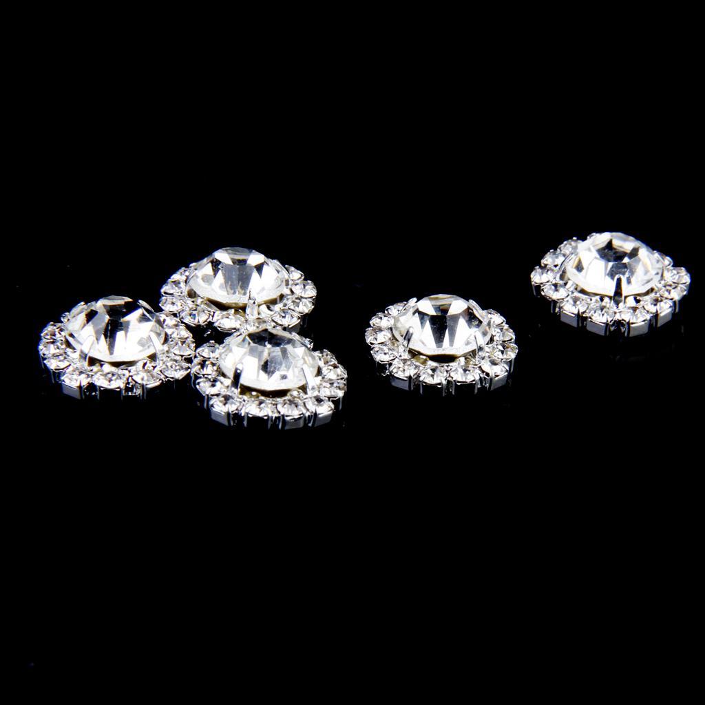 10x Clear Crystal Rhinestone Round Buttons Flatback DIY Embellishment Decor 15mm