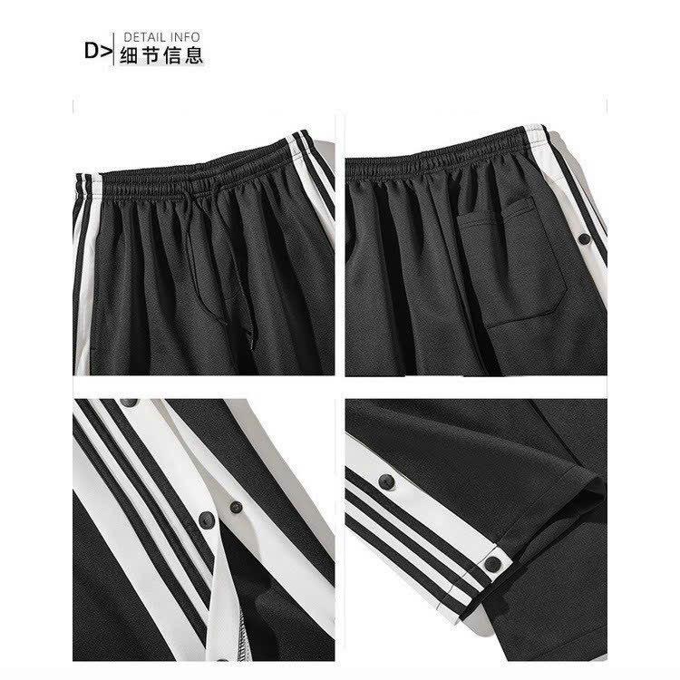 Quần Nam Phối Theo Phong Cách Có Cúc Bấm Xẻ Tà Siêu Ngầu Có Kẻ Sọc HTM FASHION