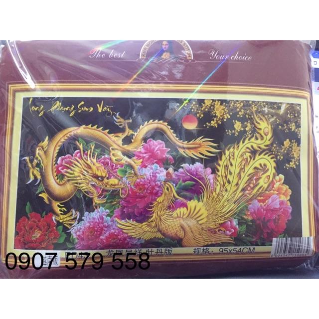 Tranh thêu Long phụng sum vầy kt 95x54 cm