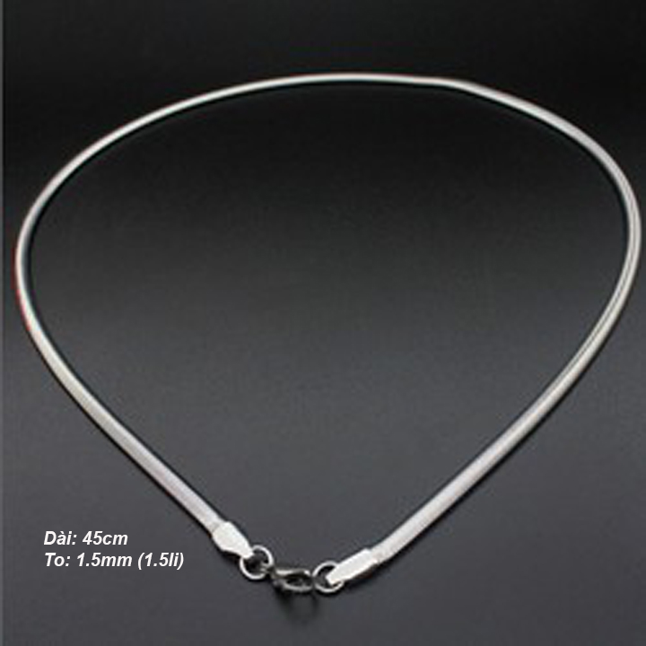 Dây chuyền nữ kiểu mì dẹp 1.5li  WDC155T Không đen không gỉ sét