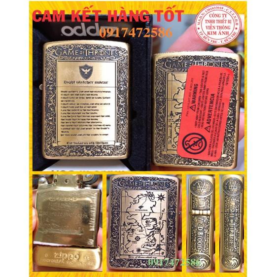 BẬT LỬA ZIPPO KHẮC ĂN MÒN  5 mặt Game of Thrones, RUỘT VÀNG