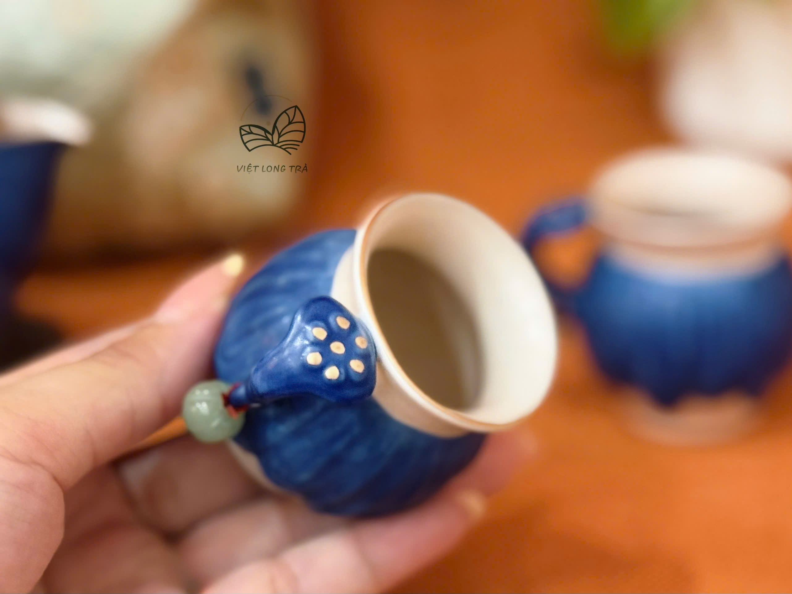 BỘ CHÉN KHẢI PHA TRÀ 4 MÓN DU LỊCH TIỆN LỢI - HỌA TIẾT SEN NGỌC - SET GAIWAN