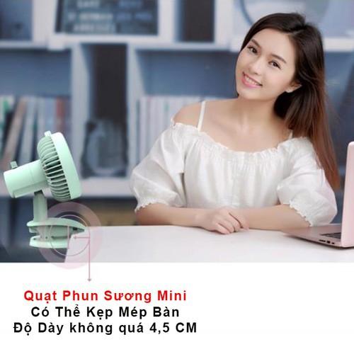 Quạt Phun Sương Hơi Nước Để Bàn Tích Điện Clip Fan Có Thể Kẹp Bàn