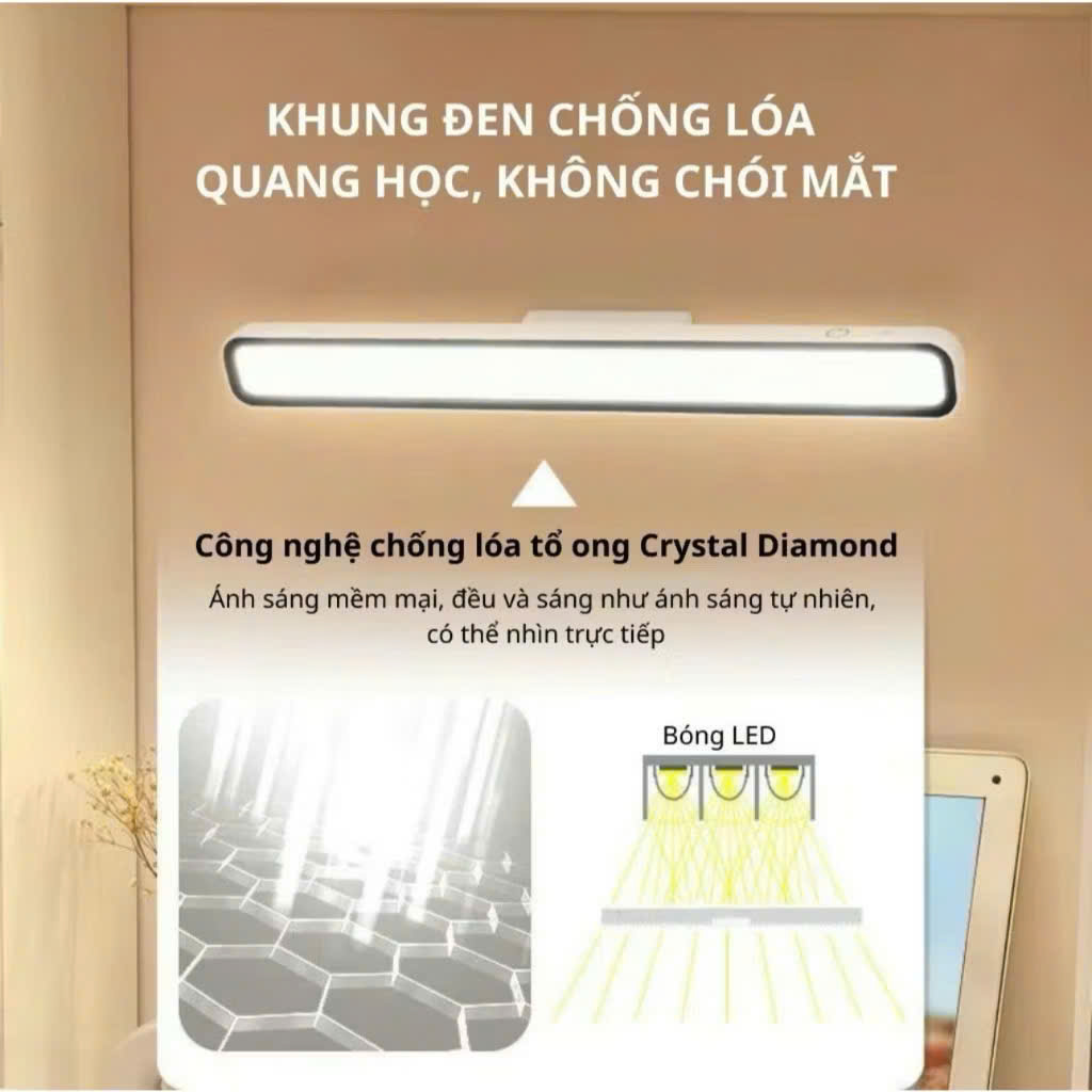 Đèn Học Để Bàn tích điện bảo vệ mắt, đèn led gắn bàn học Phòng Ngủ Bàn Trang Điểm 3 Chế Độ Sáng xoay 80 độ bảo vệ mắt - Hàng chính hãng
