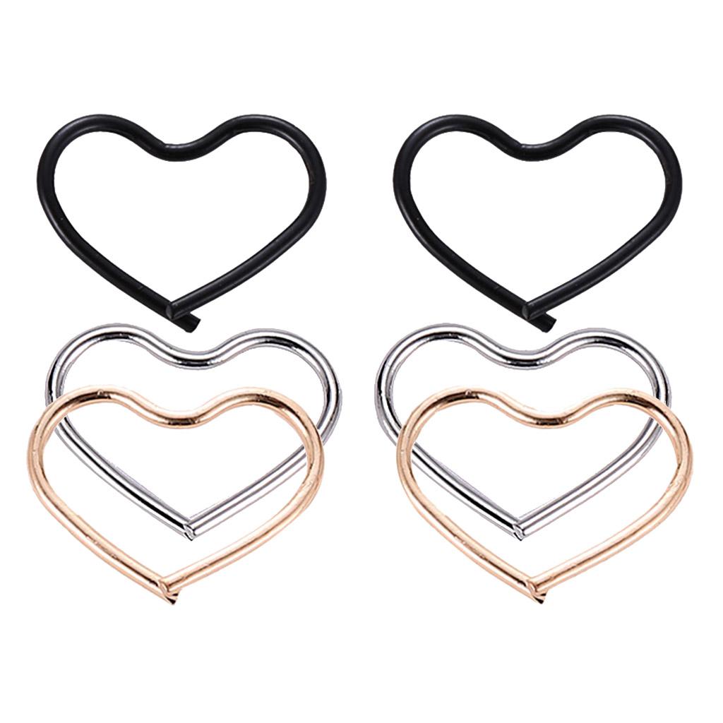 Alloy Ear Stud Rings Heart-Shaped Piercing Body Jewelry Ear Hoop Gold