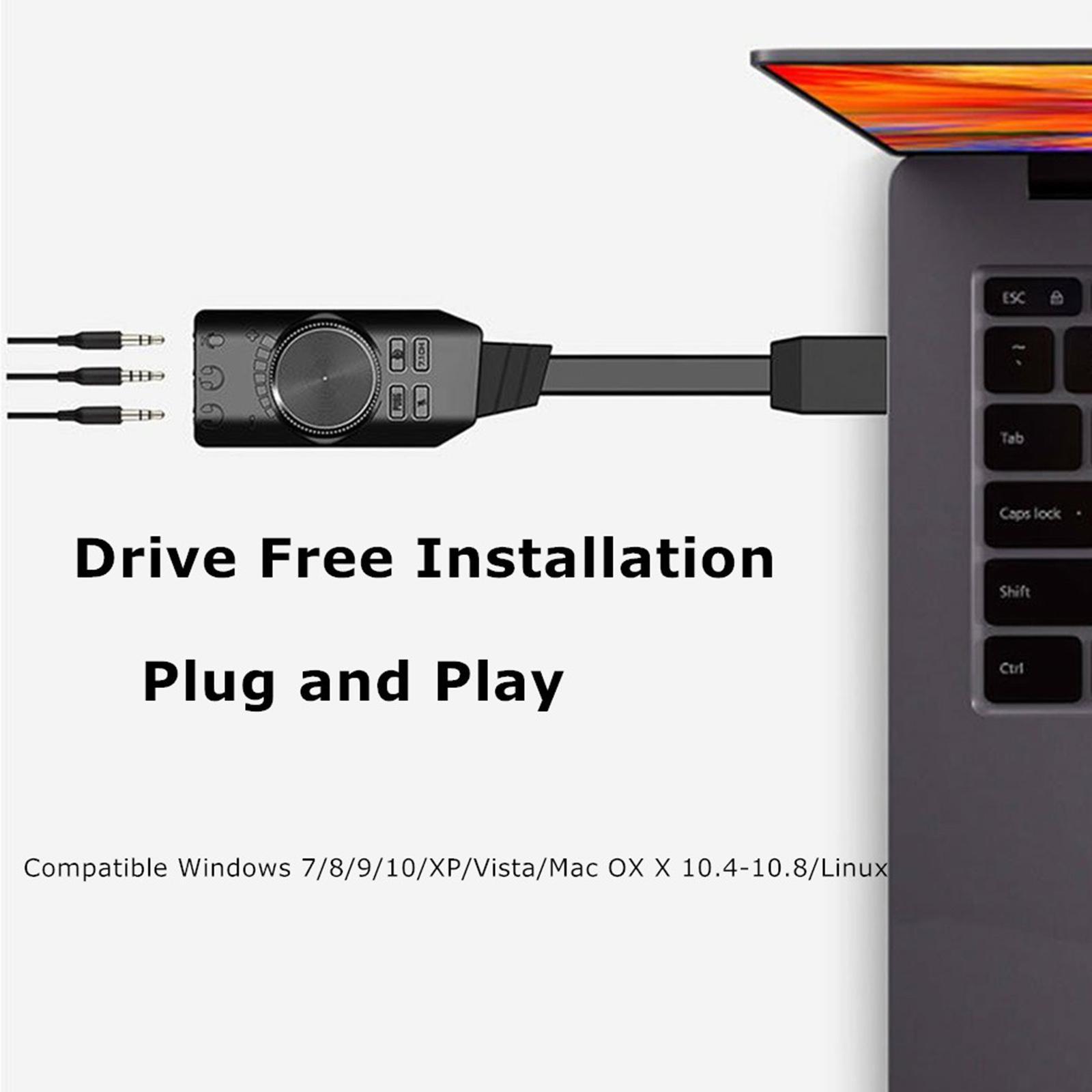 USB Sound Card 7.1 Channel with for Windows and