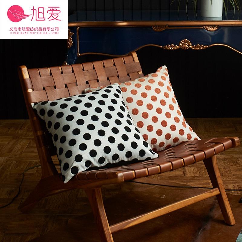 Gối Tựa Lưng Vải Nhung Dệt Sợi Jacquard Phối Màu Cam Trắng Hiện Đại SBK142