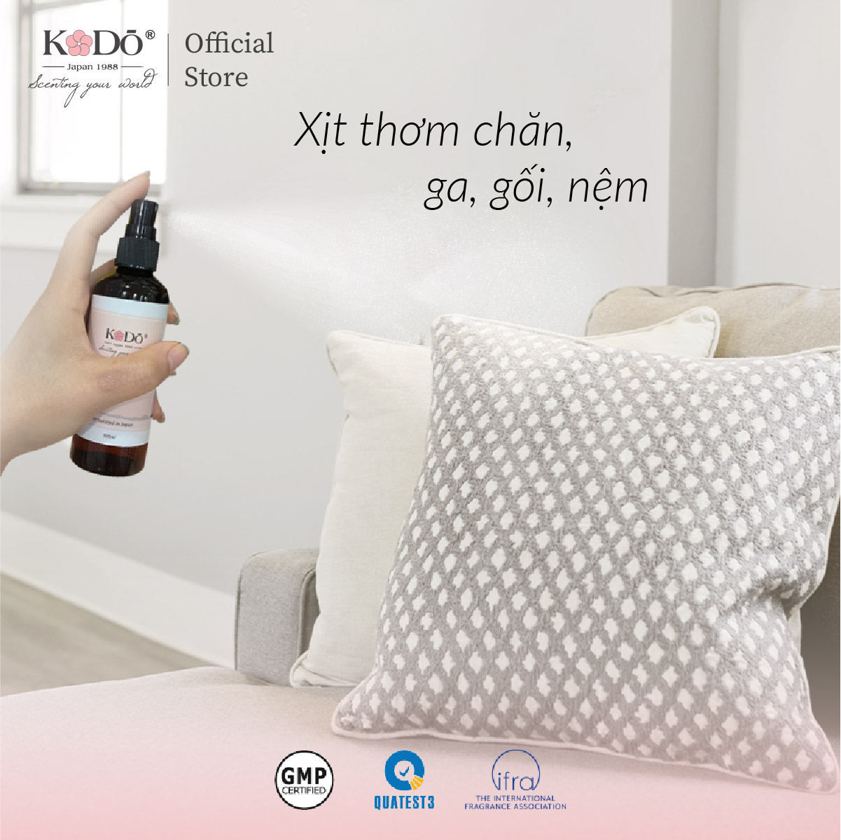 Kodo Room & Fabric Spray 2in1 - Xịt Hương Thơm Nước Hoa Tiện Dụng Khử Mùi Phòng, Quần Áo, Xe Hơi