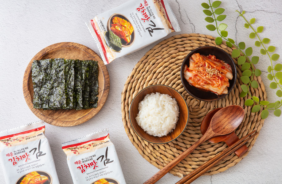 Lốc 3 Gói Rong Biển Vị Kimchi Nhập Khẩu Hàn Quốc 4gx3gói