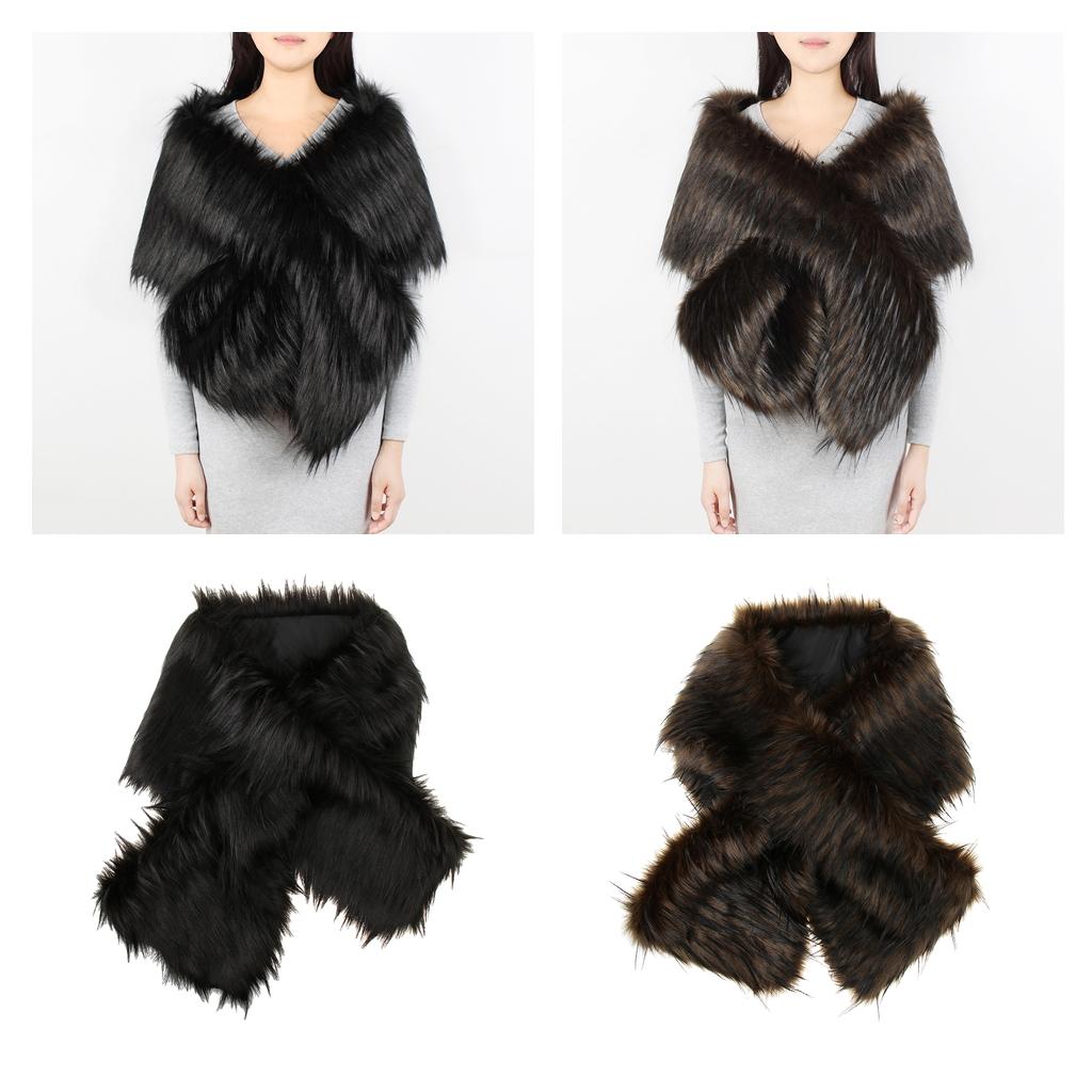Lady Winter Faux Fur Scarf Neck Warmer Wraps Large Collar Shawl Stole Warm
