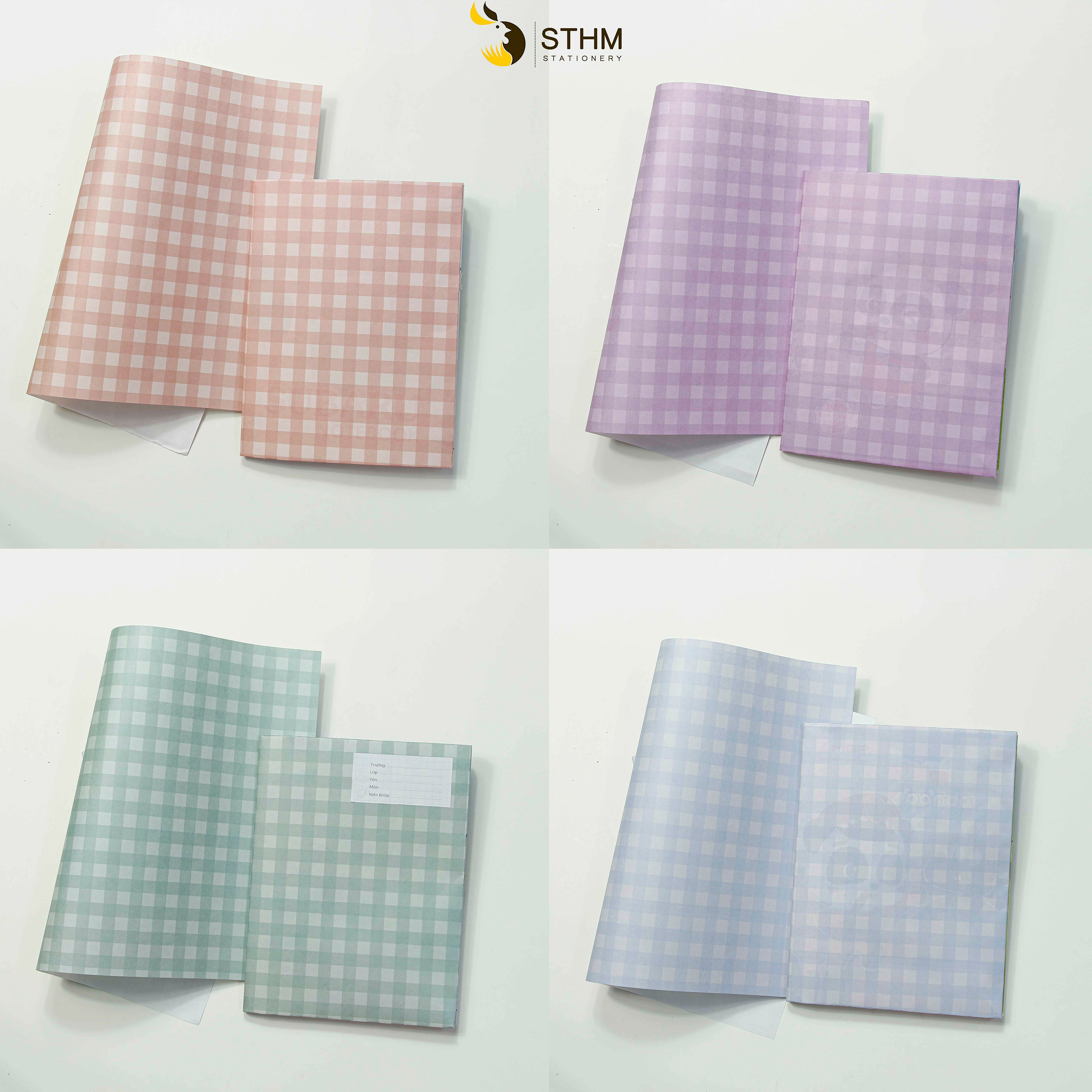 - Giấy bao tập A5 - Caro - Kraft trắng 100gsm - Tặng kèm nhãn vở