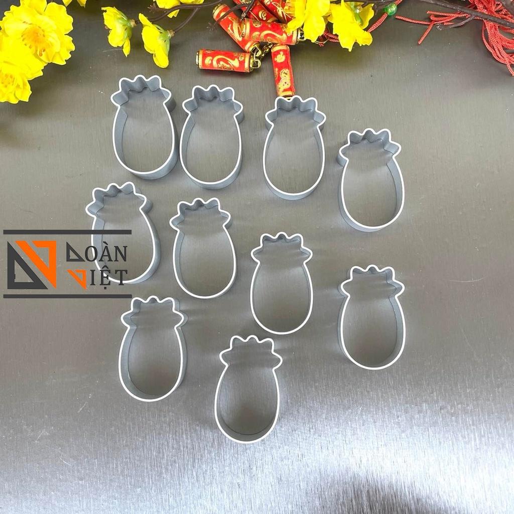 BỘ 10 khuôn BÁNH DỨA ĐÀI LOAN + DỤNG CỤ NHẤN - bánh cookies dứa , bánh trái thơm - Khuôn dày, đẹp, sắc nét
