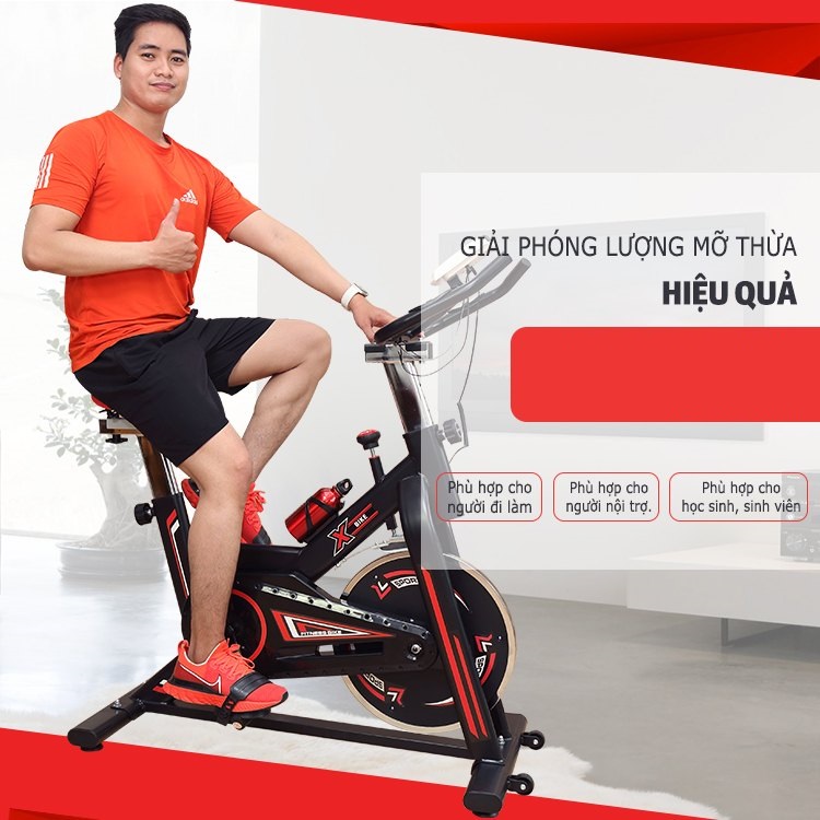 Xe đạp tập thể dục Airbike MK 294: Chuyển động dây cu roa có đồng hồ đo nhịp tim. Thời gian tốc độ quãng đường tiêu hao calori.