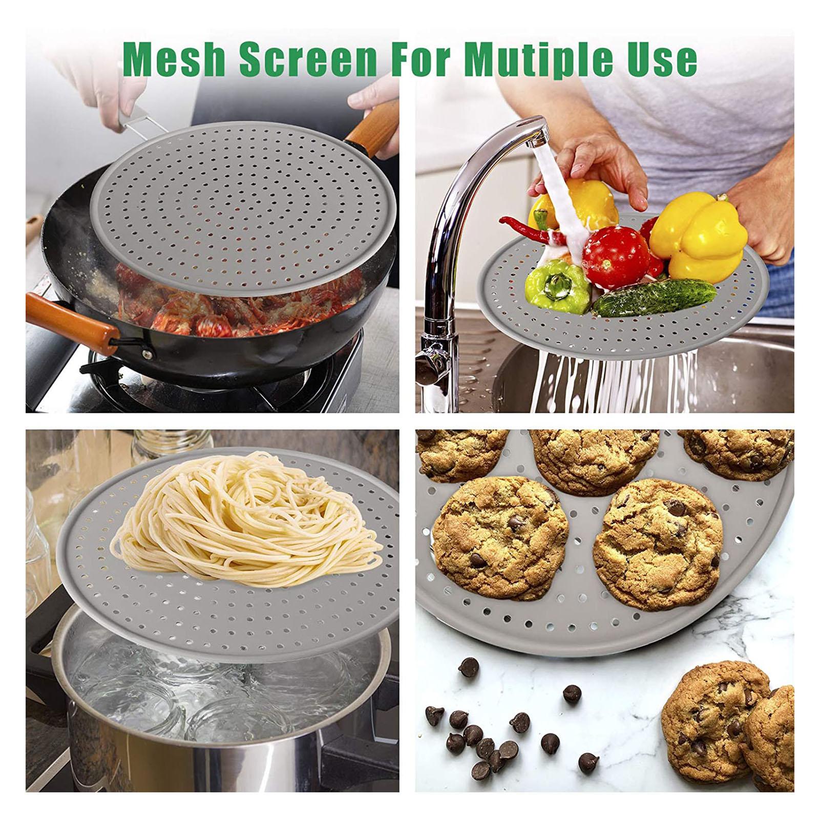 Kitchen Silicone Splatter Screen, High Heat Resistant Cooling Mat, Drain Board and Strainer Grease Splatter Guard