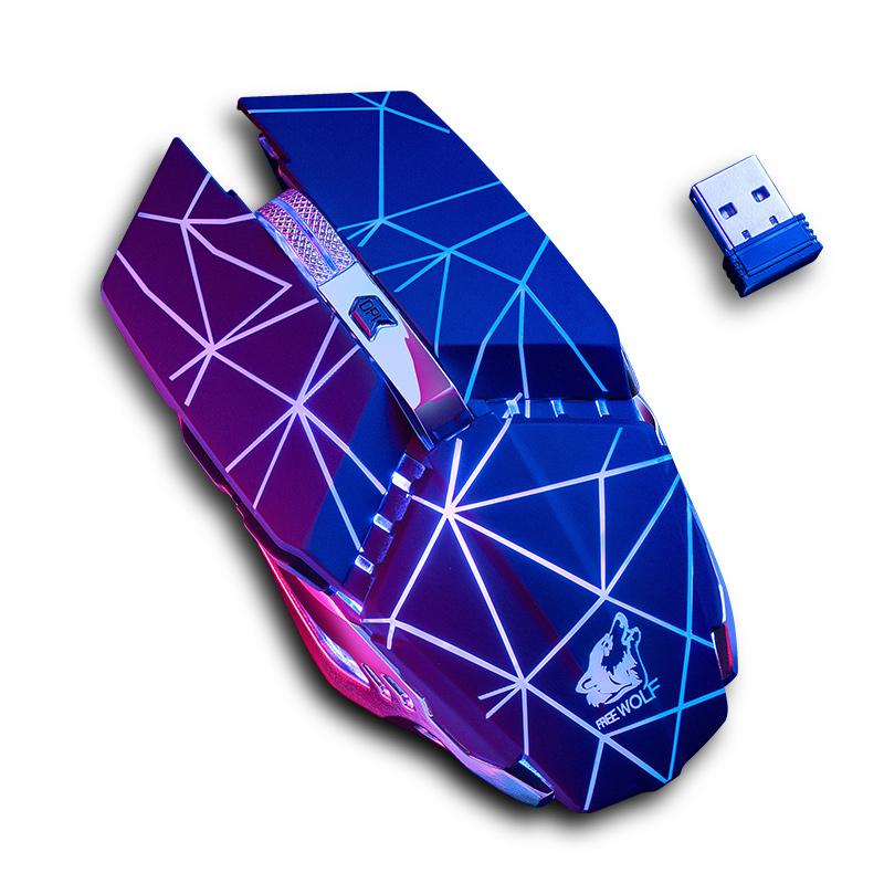 X11 Chuột Chơi Game Không Dây Pin Sạc 2.4G Không Dây Silicon LED Quang USB Ergonomic Chuột Chơi Game Lướt Chuột Cho Laptop/máy Tính