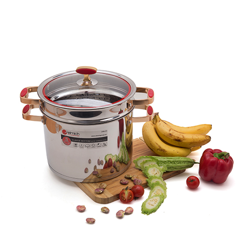 NỒI HẤP ELMICH INOX 304 RED VELVET 24CN EL5585