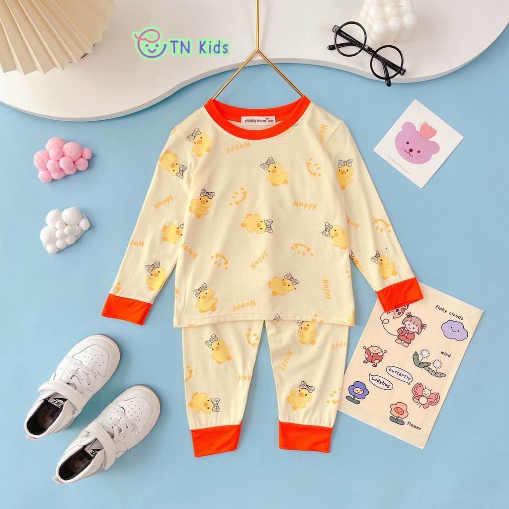 Bộ Dài Tay Thun Lạnh In Toàn Thân Viền Màu Mềm Mịn Thoáng Mát Hàng Chuẩn Loại 1 cho bé trai bé gái