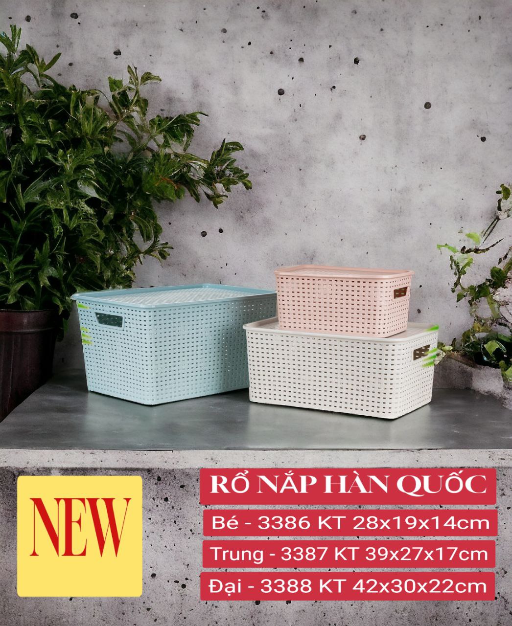 Giỏ đựng đồ có nắp đậy bằng nhựa cao cấp kiểu dáng màu sắc phong cách hàn quốc