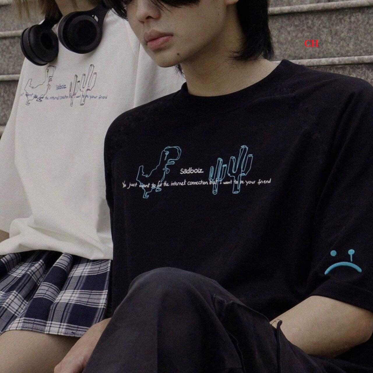 Áo thun sad boiz khủng long ngộ nghĩnh dễ thương , áo cặp đôi nam nữ siêu chất lượng