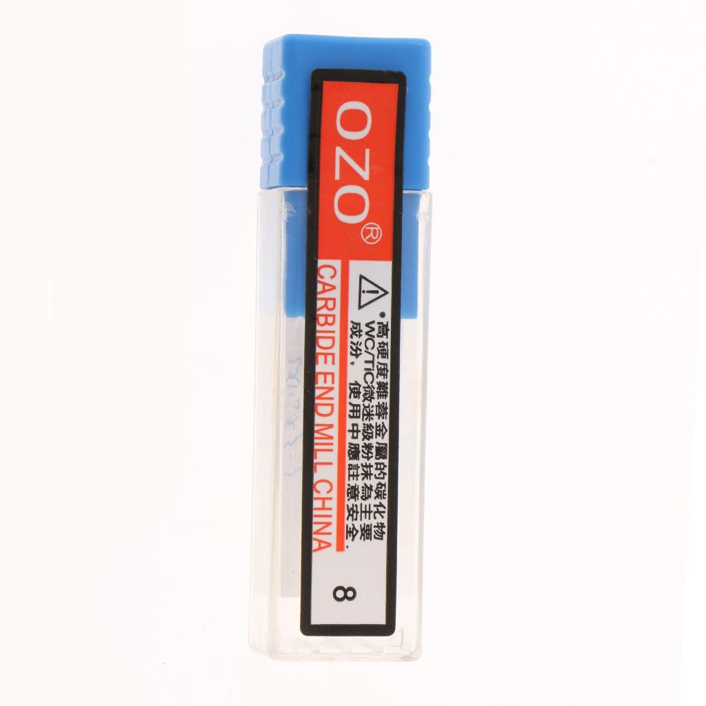 OZO-C450 8mm Titanium Coat Carbide 3-Flute End Mill Engraving Bits CNC Rotary Burrs Set Tool PCB Mould Plastic Fiber Carbon Fiber Hardwood