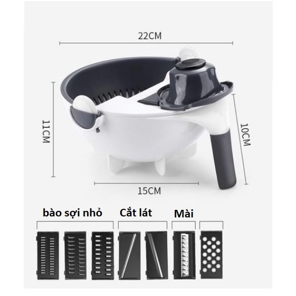 Rổ bào rau củ quả 9 trong 1 thông minh, dụng cụ chế biến thực phẩm, cắt thái bào sợi đa năng