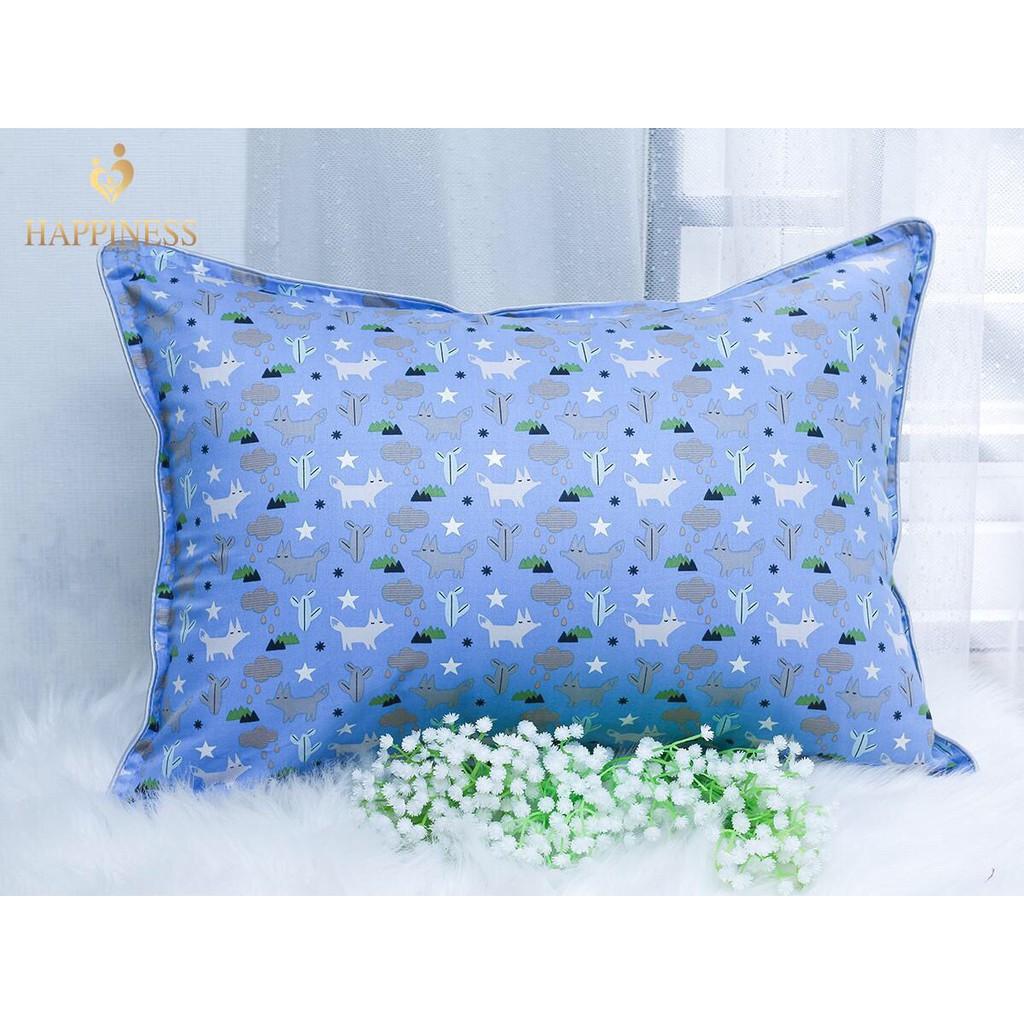 Gối trẻ em thương hiệu Happiniess với chất liệu vải vỏ gối cotton nhập khẩu từ Hàn Quốc. 35*50