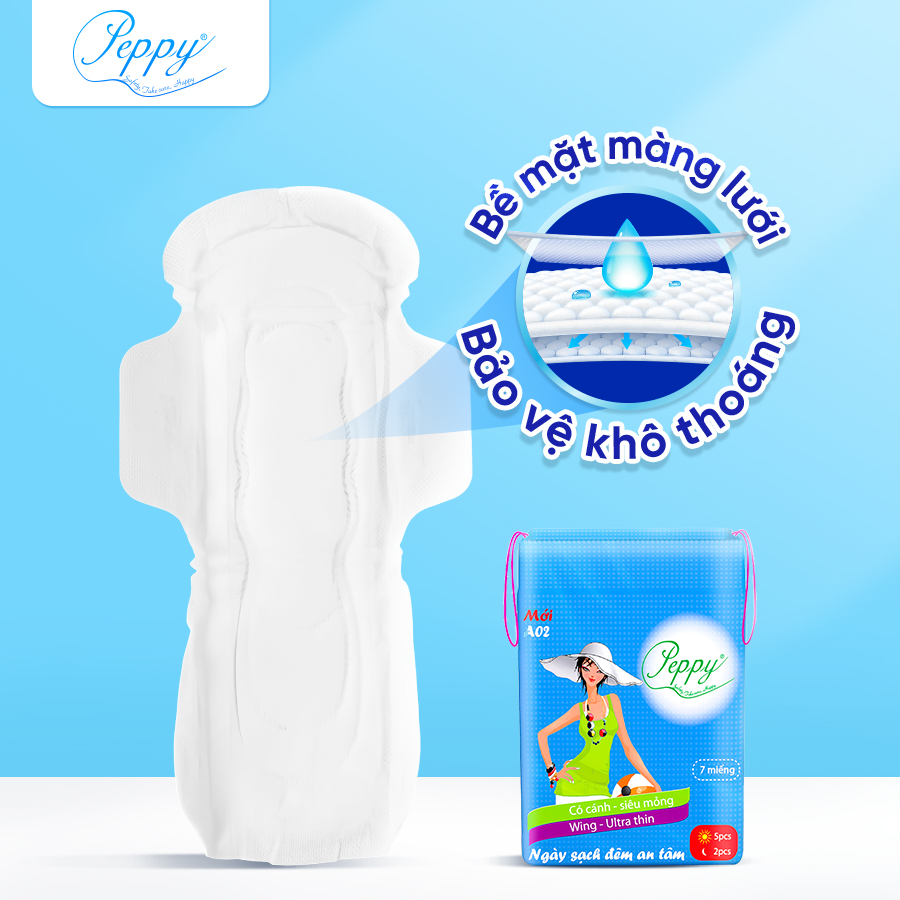 COMBO 12 gói Băng Vệ Sinh AO2 Ngày Và Đêm, Siêu Thấm, Siêu Mỏng Nhẹ, Mặt Lưới, Có Cánh (7 miếng)