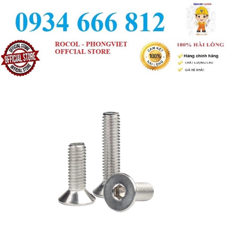 Combo 50c bulong lục giác chìm Đầu Bằng INOX 304 M4, M4X20, M4X25, M4X30
