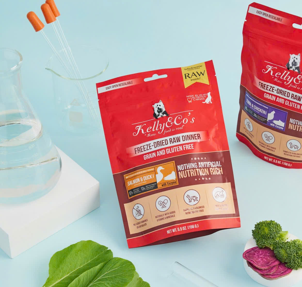 Thức ăn Raw Food cho chó cá hồi &amp; thịt vịt tươi KELLY CO'S Freeze Dried Raw Food For Dog [ 156g