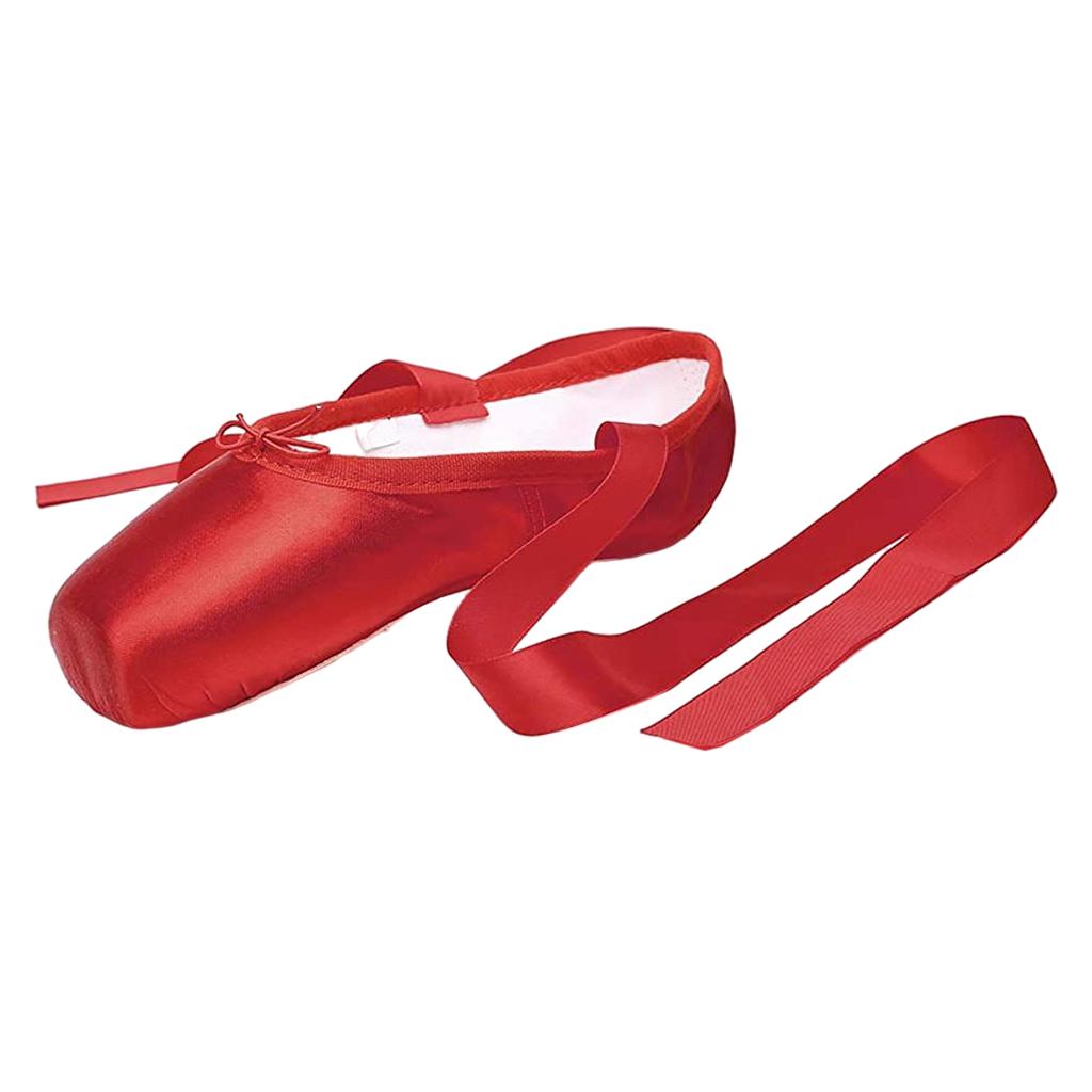 Ballet Shoes Professional Dance Shoes Adult Pointe Slippers Lace Up 34-43 Red 34