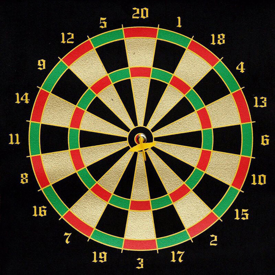 The 12-Inch Magnet 2-Sided  Dart Board With 4 Non-Pointed  Darts Included NC12